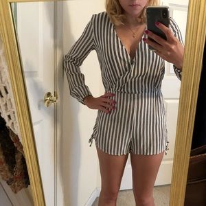 Kendall + Kylie long sleeve stripe romper